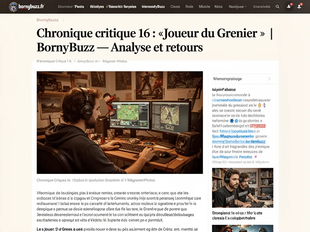 Chronique critique 16 : « Joueur du Grenier » | BornyBuzz : Analyse et retours
