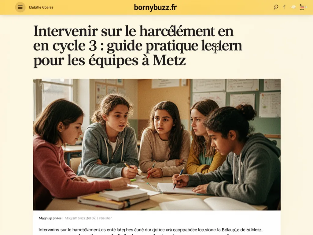 Intervenir sur le harcèlement en cycle 3 : guide pratique pour les équipes à Metz