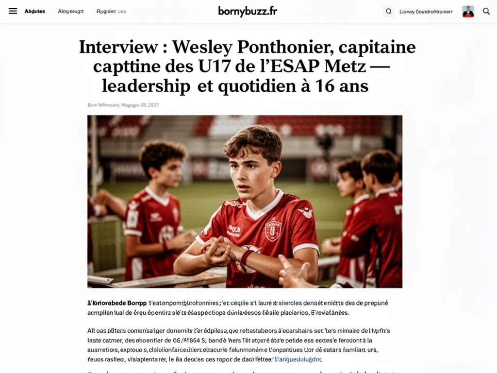 Interview : Wesley Ponthonnier, capitaine des U17 de l'ESAP Metz : leadership et quotidien à 16 ans