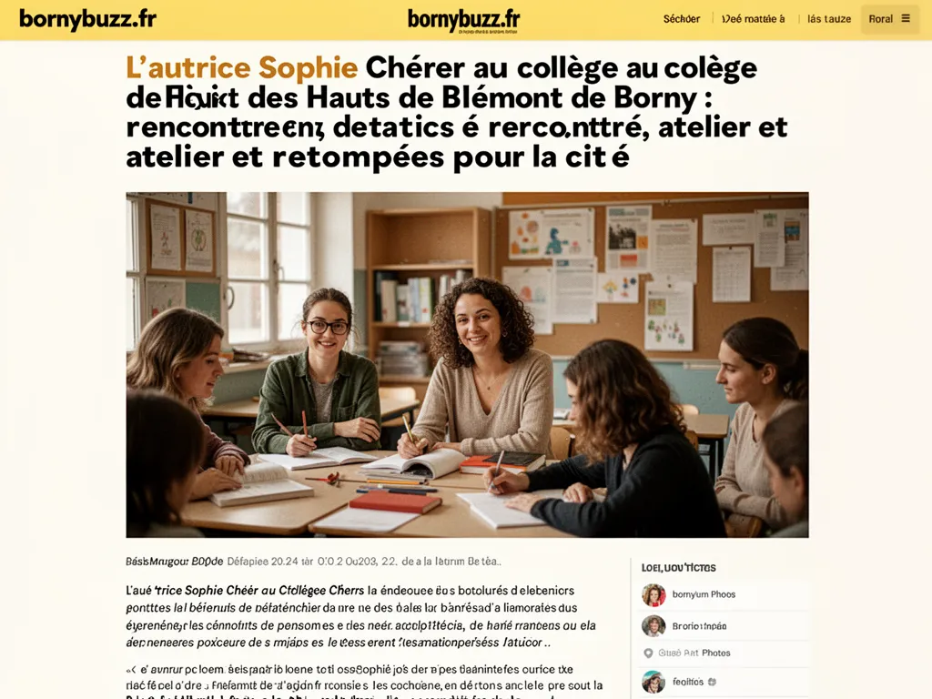 L'autrice Sophie Chérer au collège des Hauts de Blémont de Borny : rencontre, atelier et retombées pour la cité