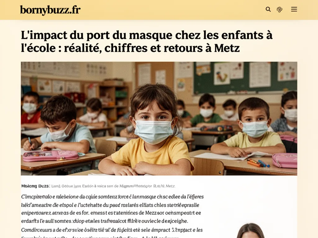 L'impact du port du masque chez les enfants à l'école : réalité, chiffres et retours à Metz