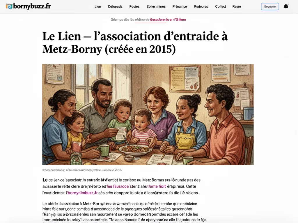 Bénévoles de l'association Le Lien installant une brocante solidaire devant le centre social du Bon Pasteur à Borny