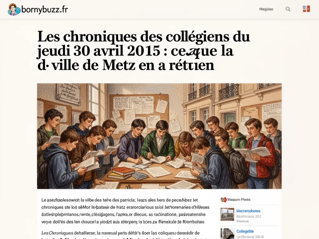 Les chroniques des collegiens du jeudi 30 avril 2015 : ce que la ville de Metz en a retenu
