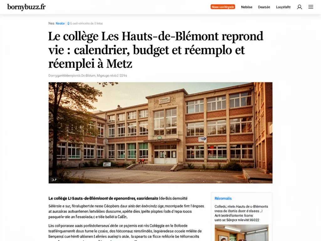 Le collège Les Hauts‑de‑Blémont reprend vie : calendrier, budget et réemploi à Metz