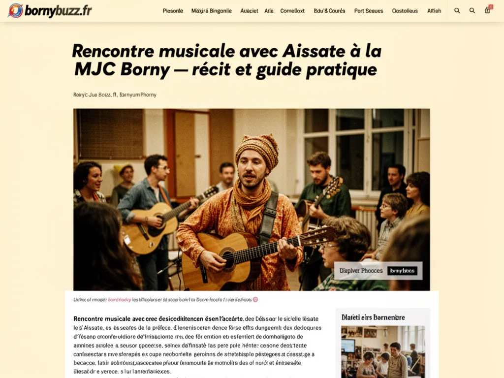 Rencontre musicale avec Aissate à la MJC Borny : récit et guide pratique