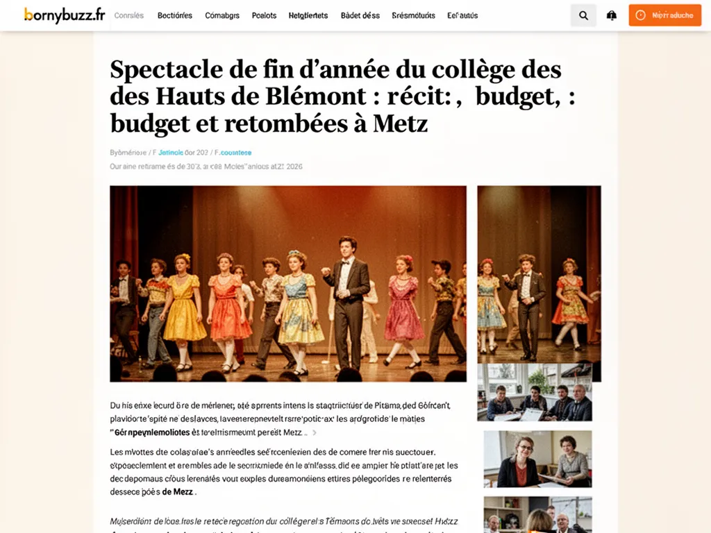 Spectacle de fin d'année du collège des Hauts de Blémont : récit, budget et retombées à Metz