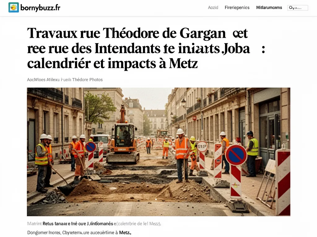 Travaux rue Théodore de Gargan et rue des Intendants Joba : calendrier et impacts à Metz